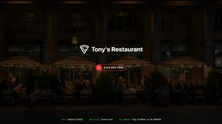 Tony's Restaurant Website Design