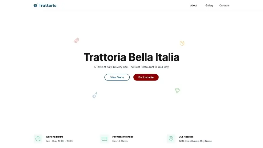 Trattoria Bella Italia Website Design